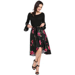 High quality women long sleeve frock high waist skirt